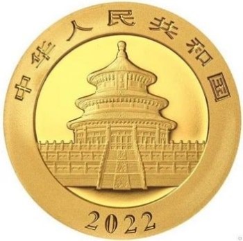 Awers chińskiej monety bulionowej panda ze złota
